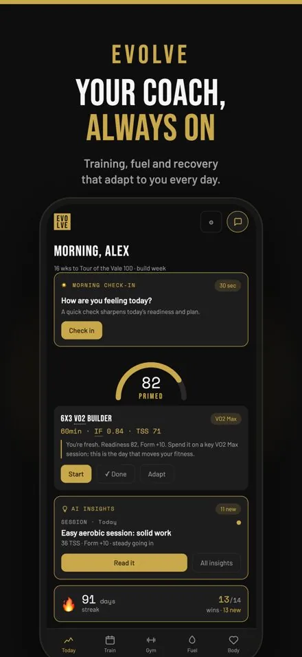 EVOLVE app: your coach, always on